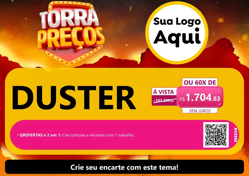 Modelo de Cartaz para Cartaz A4 Horizontal com o tema Torra Preços para Concessionaria de Carros