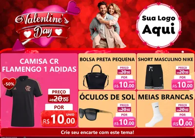Modelo de Encarte para Encarte A4 Horizontal com o tema Valentine's Day para Roupas e acessórios