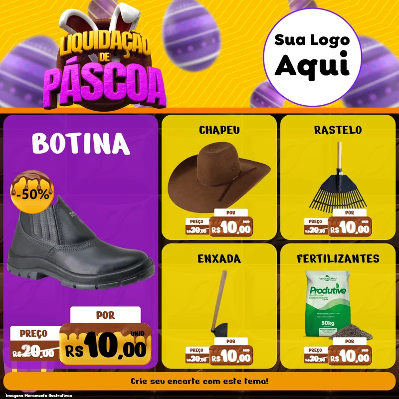 Modelo de Rede Social para Feed Facebook com o tema Liquidação de Páscoa para Agropecuária