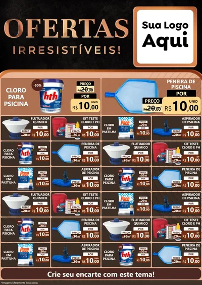 Modelo de Encarte para Encarte A4 Vertical com o tema Ofertas Irresistíveis! para Produtos para Piscina