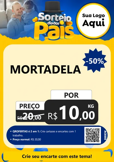 Modelo de Cartaz para Cartaz A4 Vertical com o tema Sorteio Dia Dos Pais para Frios e Laticínios