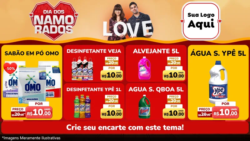 Modelo de TV para TV Horizontal com o tema Dia dos Namorados para Produtos de Limpeza