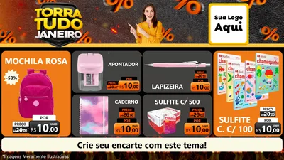 Modelo de TV para TV Horizontal com o tema Torra Tudo Janeiro para Papelaria