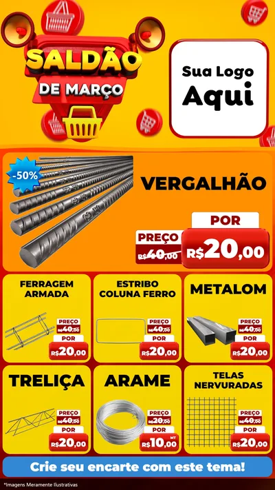 Modelo de Rede Social para Stories com o tema Saldão de Março para Ferragens