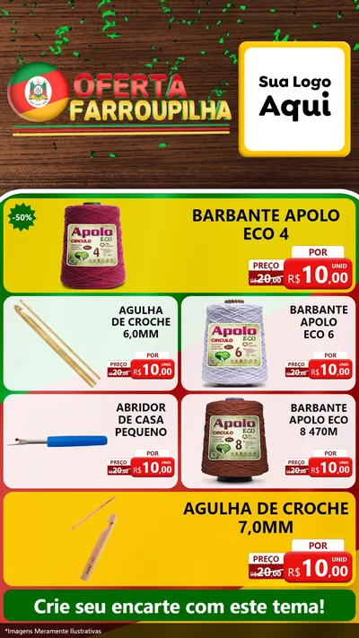 Modelo de TV para TV Vertical com o tema Oferta Farroupilha para Armarinho e Aviamentos
