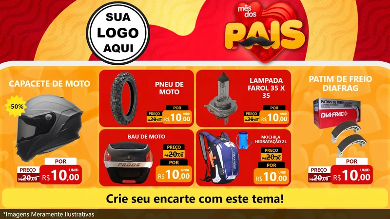 Modelo de TV para TV Horizontal com o tema Mês Dos Pais para Moto peças