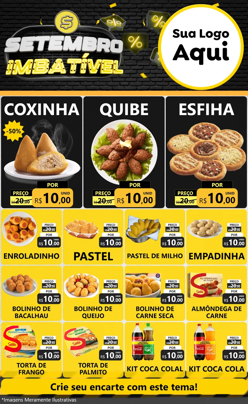 Modelo de Encarte para Encarte Grande com o tema Setembro Imbatível para Salgadaria