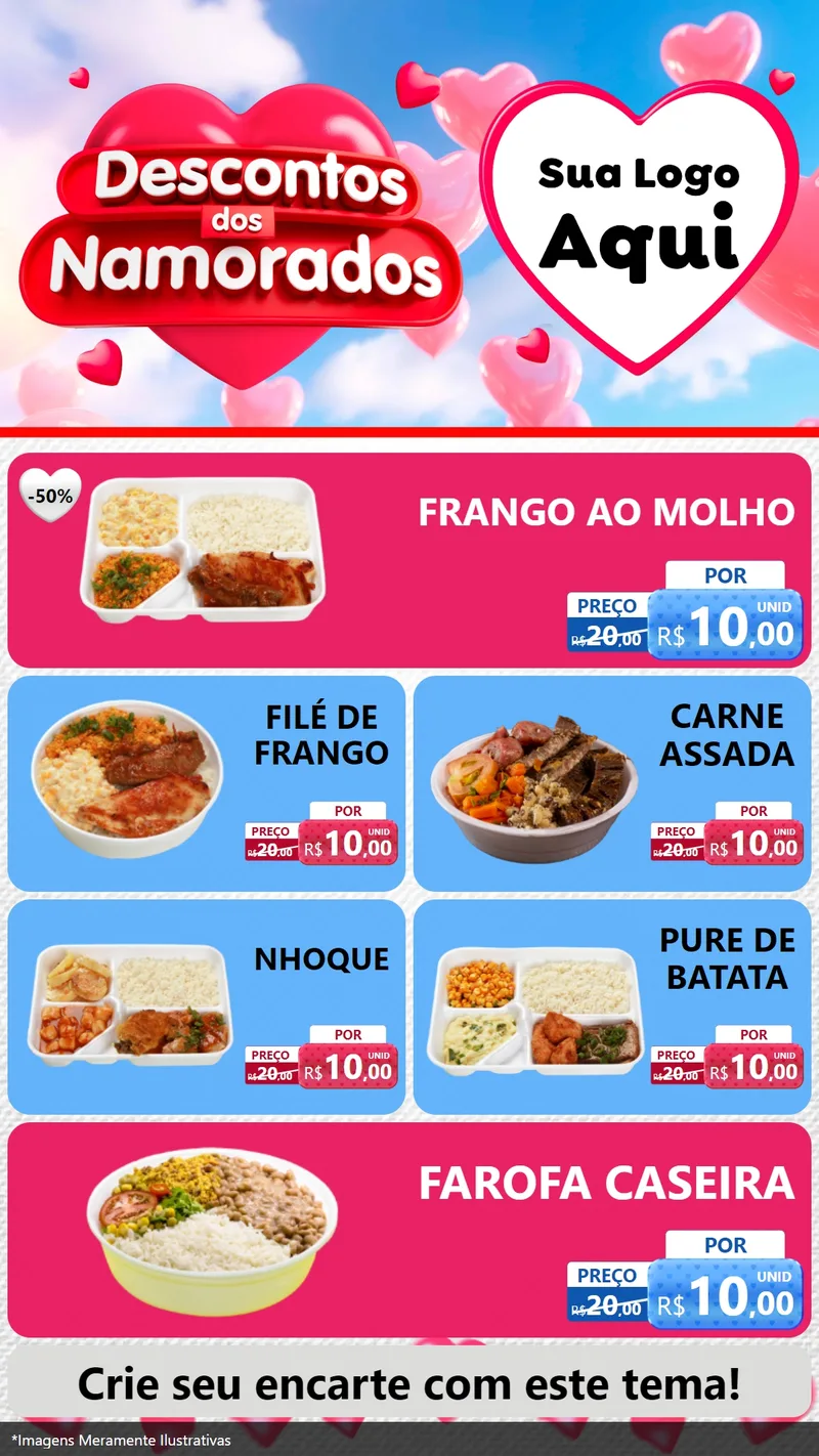 Modelo de TV para TV Vertical com o tema Descontos dos Namorados para Restaurante