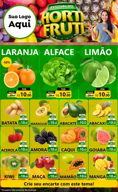 Modelo de Encarte para Encarte Grande com o tema Festival do Hortifrúti para Hortifrúti