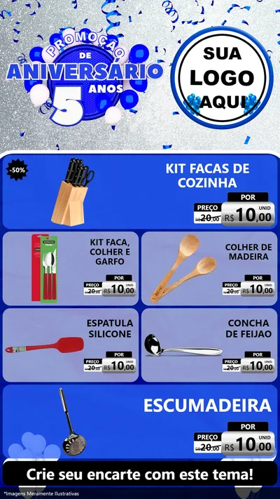 Modelo de TV para TV Vertical com o tema Promoção de Aniversário - 5 Anos para Utilidades Domésticas