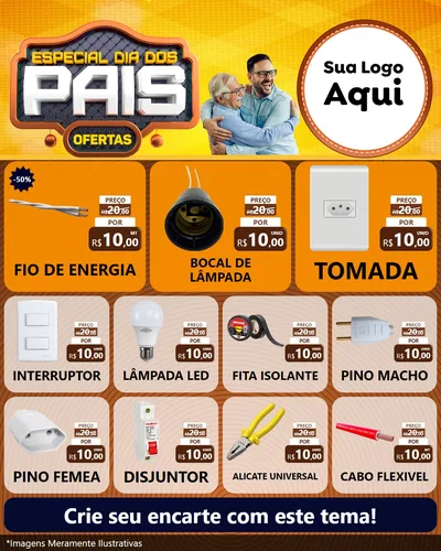 Modelo de Rede Social para Feed Instagram com o tema Especial Dia dos Pais para Materiais Elétricos