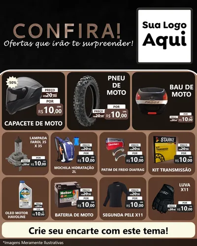 Modelo de Rede Social para Feed Instagram com o tema Confira! Ofertas que irão te surpreender! para Moto peças