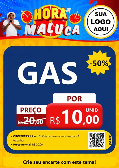 Modelo de Cartaz para Cartaz A4 Vertical com o tema Hora Maluca para Água e gás