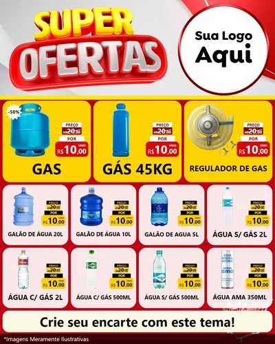 Modelo de Rede Social para Feed Instagram com o tema Super Ofertas para Água e gás