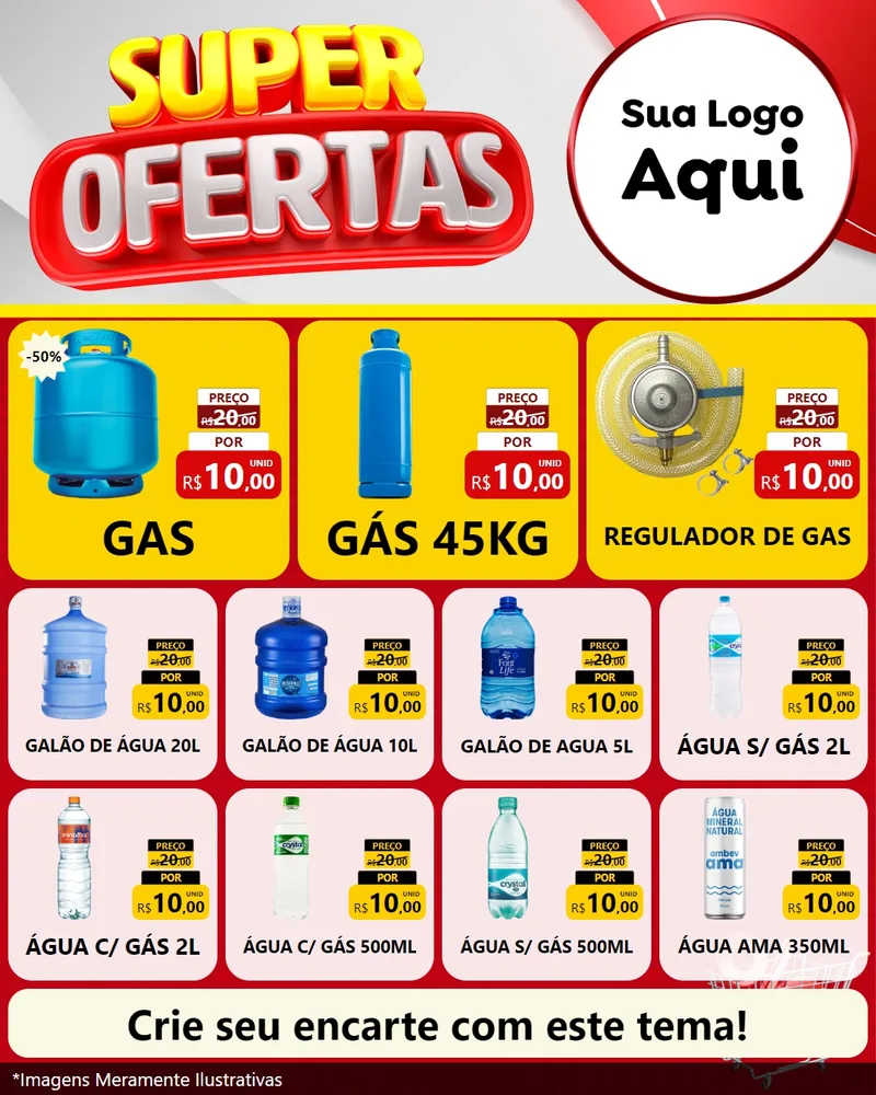Modelo de Rede Social para Feed Instagram com o tema Super Ofertas para Água e gás