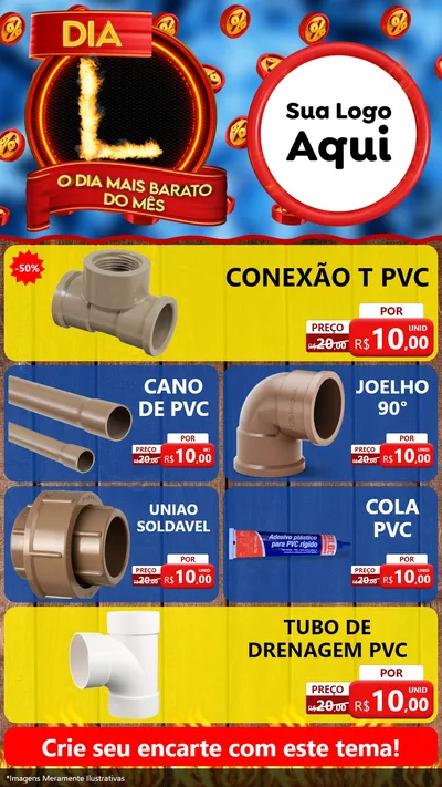 Modelo de TV para TV Vertical com o tema Dia L - O Dia Mais Barato Do Mês para Tubos e conexões