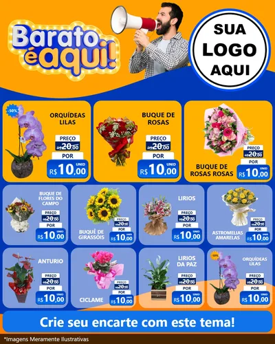 Modelo de Rede Social para Feed Instagram com o tema Barato é aqui para Floricultura e jardim