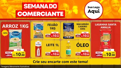 Modelo de TV para TV Horizontal com o tema Semana do Comerciante para Supermercado