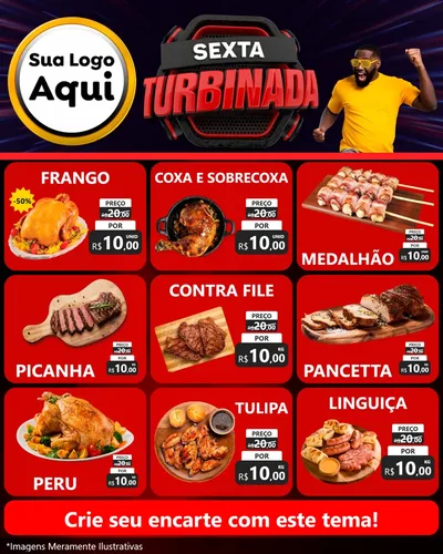 Modelo de Rede Social para Feed Instagram com o tema Sexta Turbinada para Assados