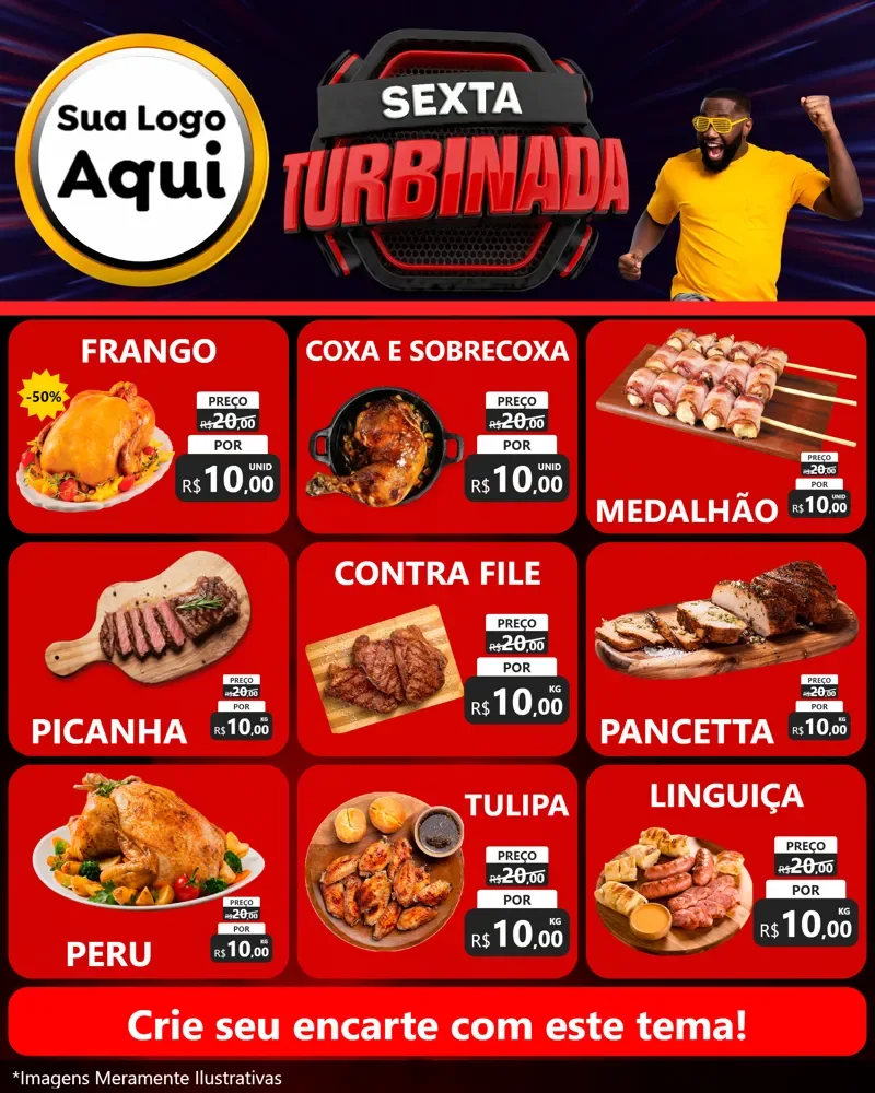 Modelo de Rede Social para Feed Instagram com o tema Sexta Turbinada para Assados