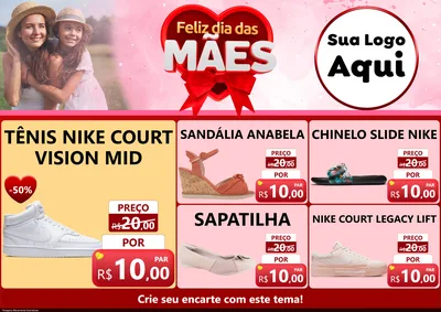 Modelo de Encarte para Encarte A4 Horizontal com o tema Feliz Dia Das Mães para Calçados