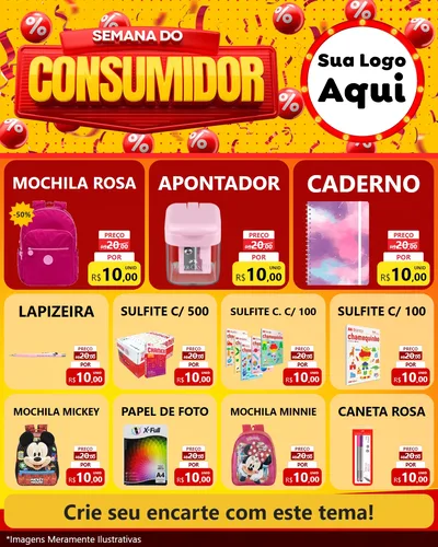 Modelo de Rede Social para Feed Instagram com o tema Semana do Consumidor para Papelaria
