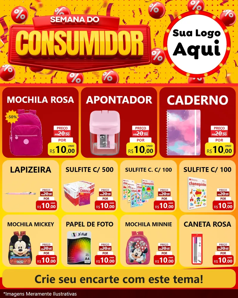 Modelo de Rede Social para Feed Instagram com o tema Semana do Consumidor para Papelaria