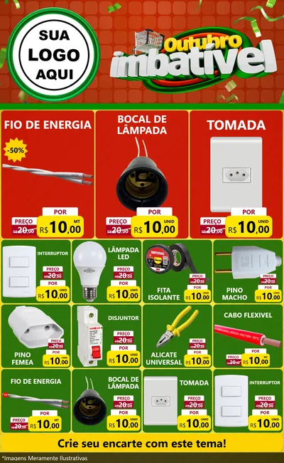 Modelo de Encarte para Encarte Grande com o tema Outubro Imbatível para Materiais Elétricos