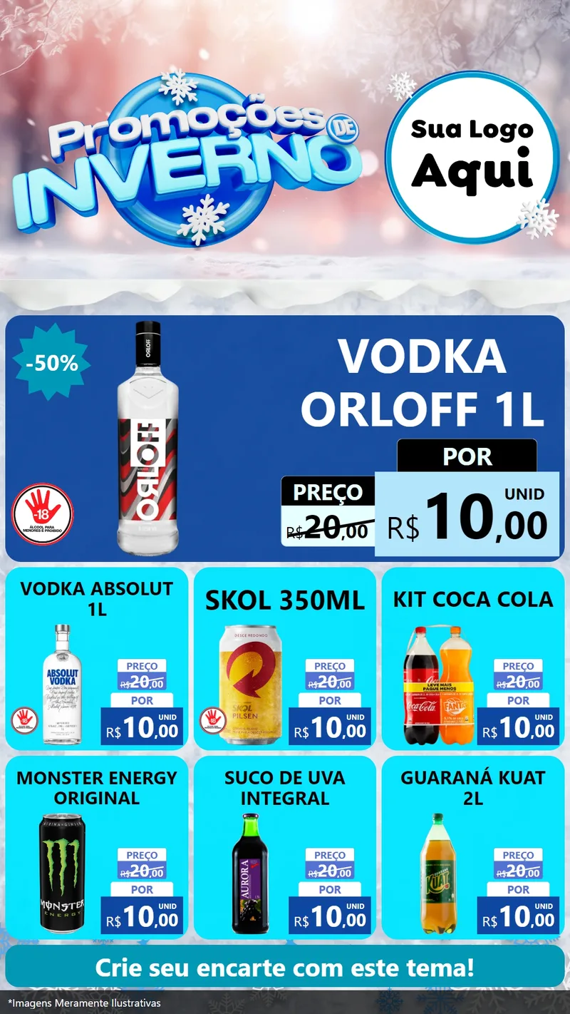 Modelo de Rede Social para Stories com o tema Promoções de Inverno para Distribuidora de bebidas