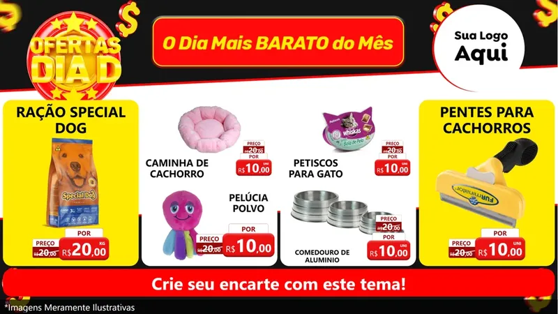 Modelo de TV para TV Horizontal com o tema Dia D para Pet Shop