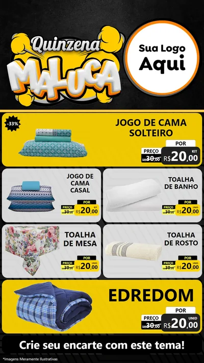 Modelo de TV para TV Vertical com o tema Quinzena Maluca para Cama, Mesa e Banho