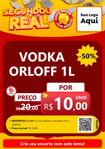 Modelo de Cartaz para Cartaz A4 Vertical com o tema Segundou do Real para Distribuidora de bebidas