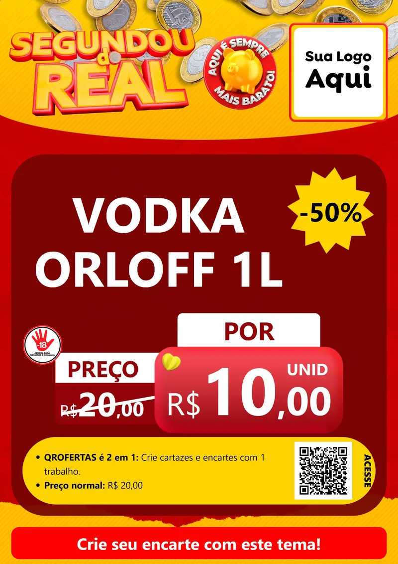 Modelo de Cartaz para Cartaz A4 Vertical com o tema Segundou do Real para Distribuidora de bebidas