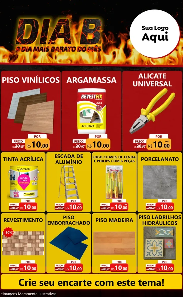 Modelo de Encarte para Encarte Grande com o tema Dia B para Material para Construção