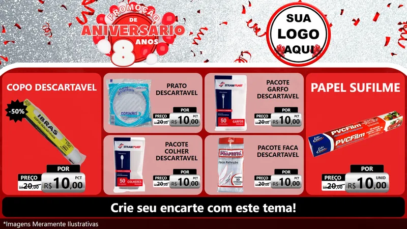 Modelo de TV para TV Horizontal com o tema Promoção de Aniversário - 8 Anos para Embalagens