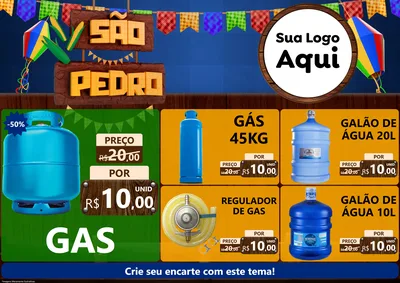Modelo de Encarte para Encarte A4 Horizontal com o tema São Pedro para Água e gás