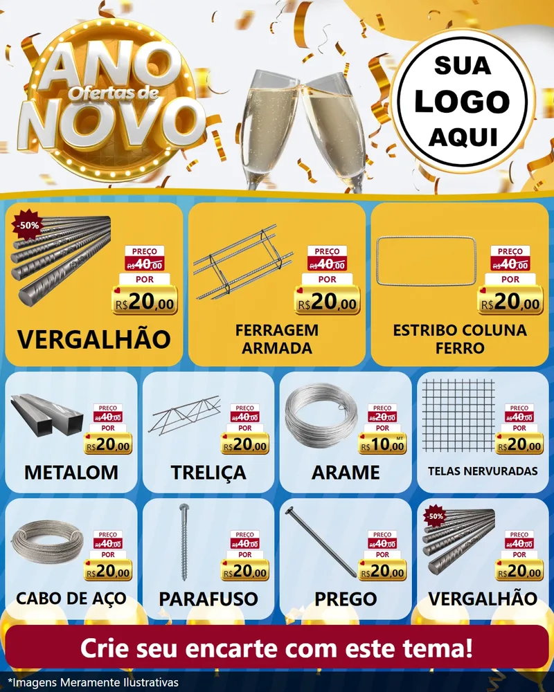 Modelo de Rede Social para Feed Instagram com o tema Ofertas de Ano Novo para Ferragens
