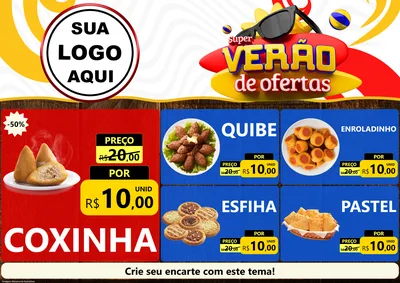 Modelo de Encarte para Encarte A4 Horizontal com o tema Super Verão de Ofertas para Salgadaria