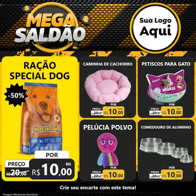 Modelo de Rede Social para Feed Facebook com o tema Mega Saldão para Pet Shop