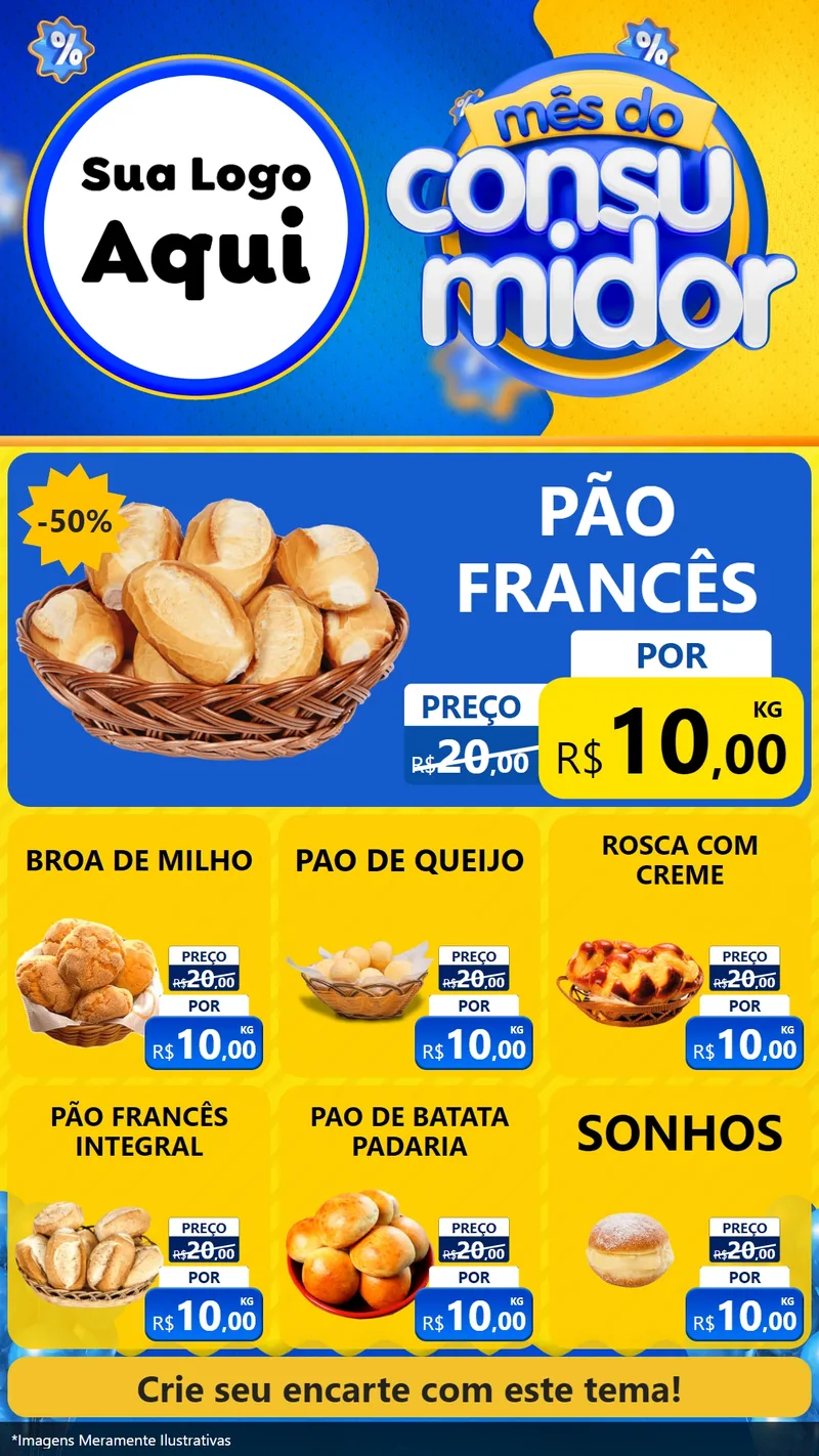 Modelo de Rede Social para Stories com o tema Mês do Consumidor para Padaria