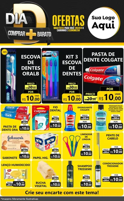 Modelo de Encarte para Encarte Grande com o tema Dia D Mais Economia para Higiene Pessoal