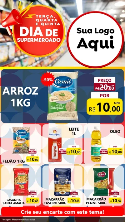 Modelo de Rede Social para Stories com o tema Dia de Supermercado para Supermercado