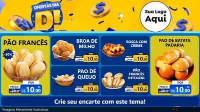Modelo de TV para TV Horizontal com o tema Ofertas Dia D para Padaria