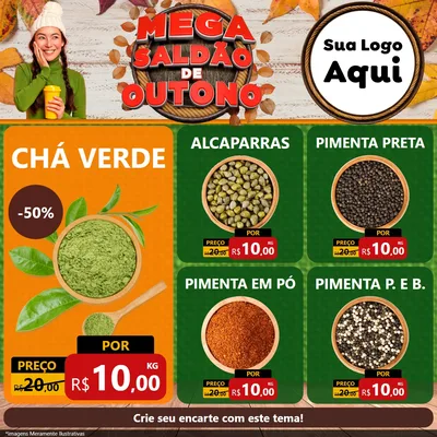 Modelo de Rede Social para Feed Facebook com o tema Mega Saldão de Outono para Produtos Naturais