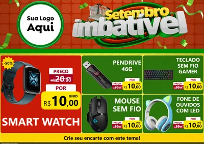 Modelo de Encarte para Encarte A4 Horizontal com o tema Setembro Imbatível para Informática
