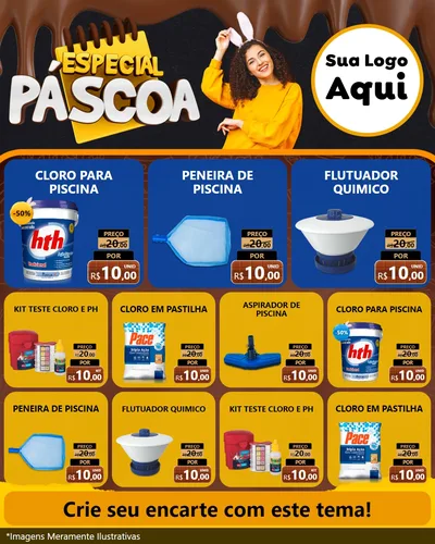 Modelo de Rede Social para Feed Instagram com o tema Especial Páscoa para Produtos para Piscina