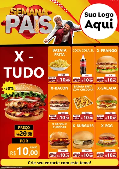 Modelo de Encarte para Encarte A4 Vertical com o tema Semana Dos Pais para Hamburgueria