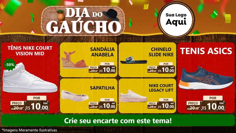Modelo de TV para TV Horizontal com o tema Dia do Gaúcho para Calçados