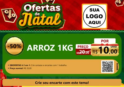 Modelo de Cartaz para Cartaz A4 Horizontal com o tema Ofertas de Natal para Supermercado