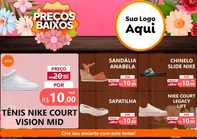 Modelo de Encarte para Encarte A4 Horizontal com o tema Primavera de Preços Baixos para Calçados